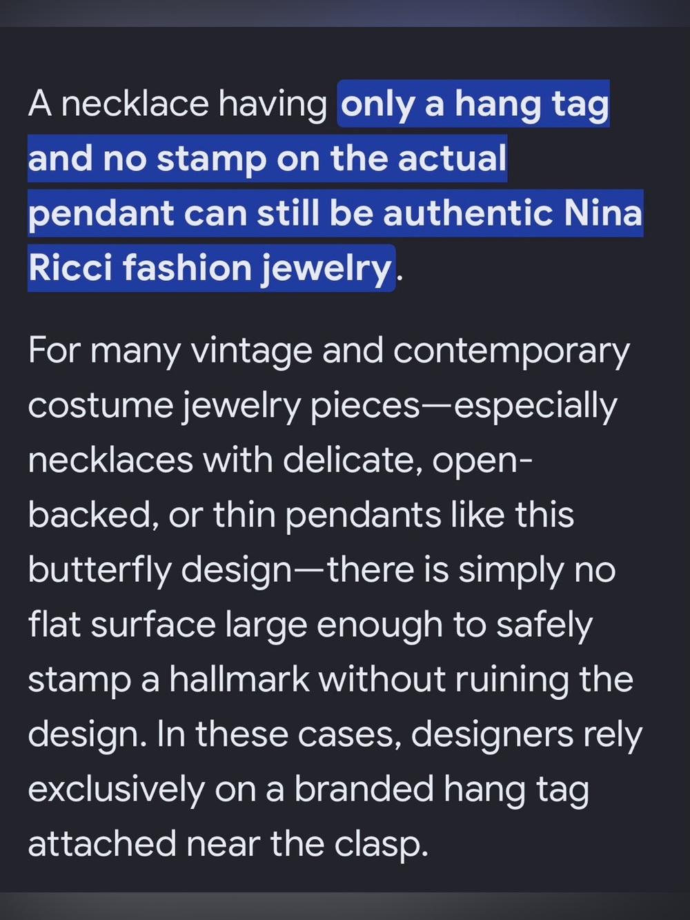 Nina Ricci Butterfly Gold Necklace NWOT - Picture 7 of 7